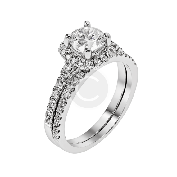 White Gold Band Ring in White Diamond